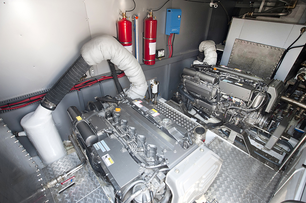 Marine diesel engine room